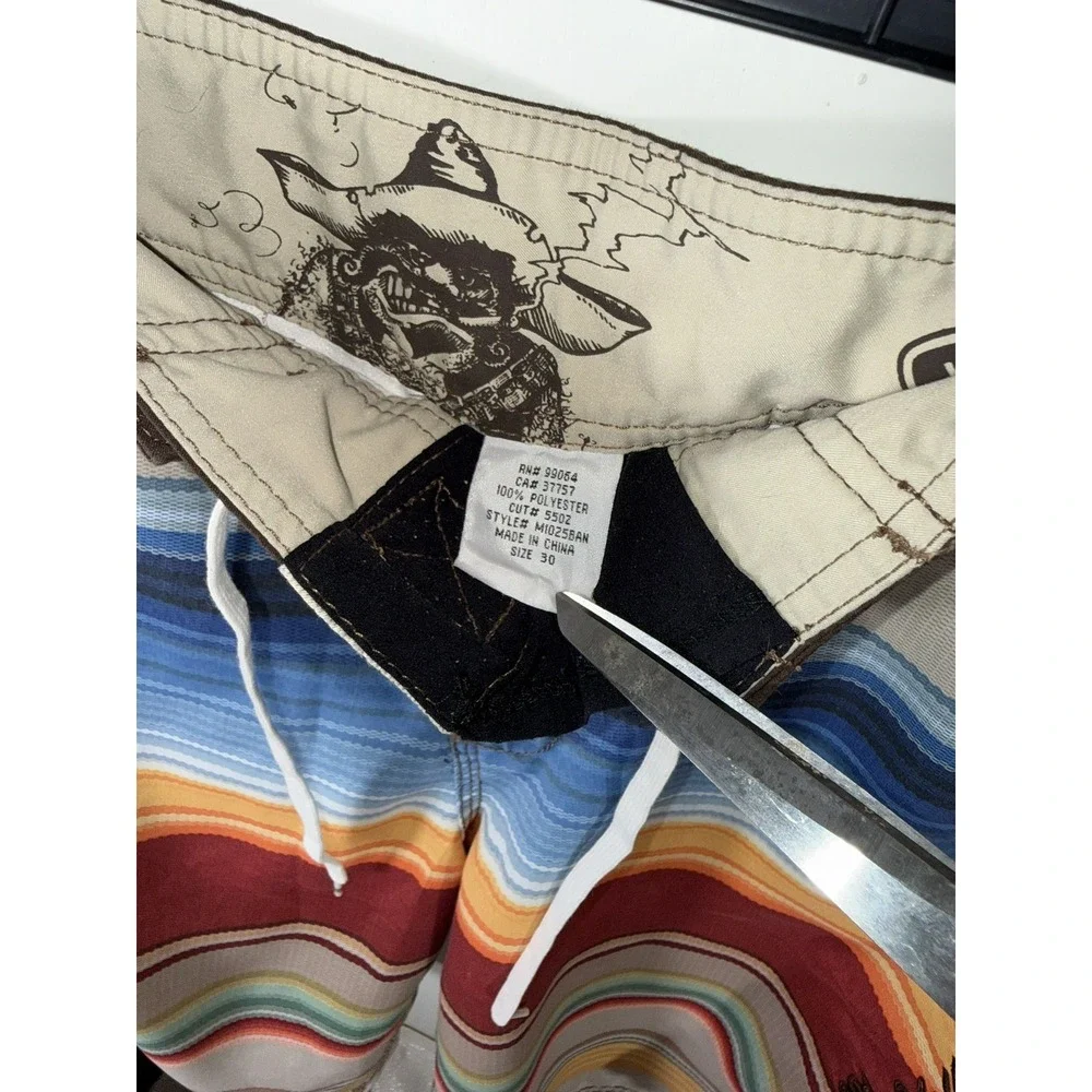 Hecho De Billabong Mens Drawstring Board Shorts Sz. 30 /Beige/Mexico Theme